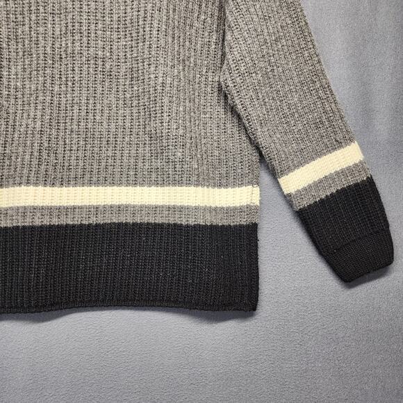 Eddie Bauer Sweater Mens Small EBTEK Wool Blend Grey Black Vintage Hong Kong 90s - Picture 12 of 13